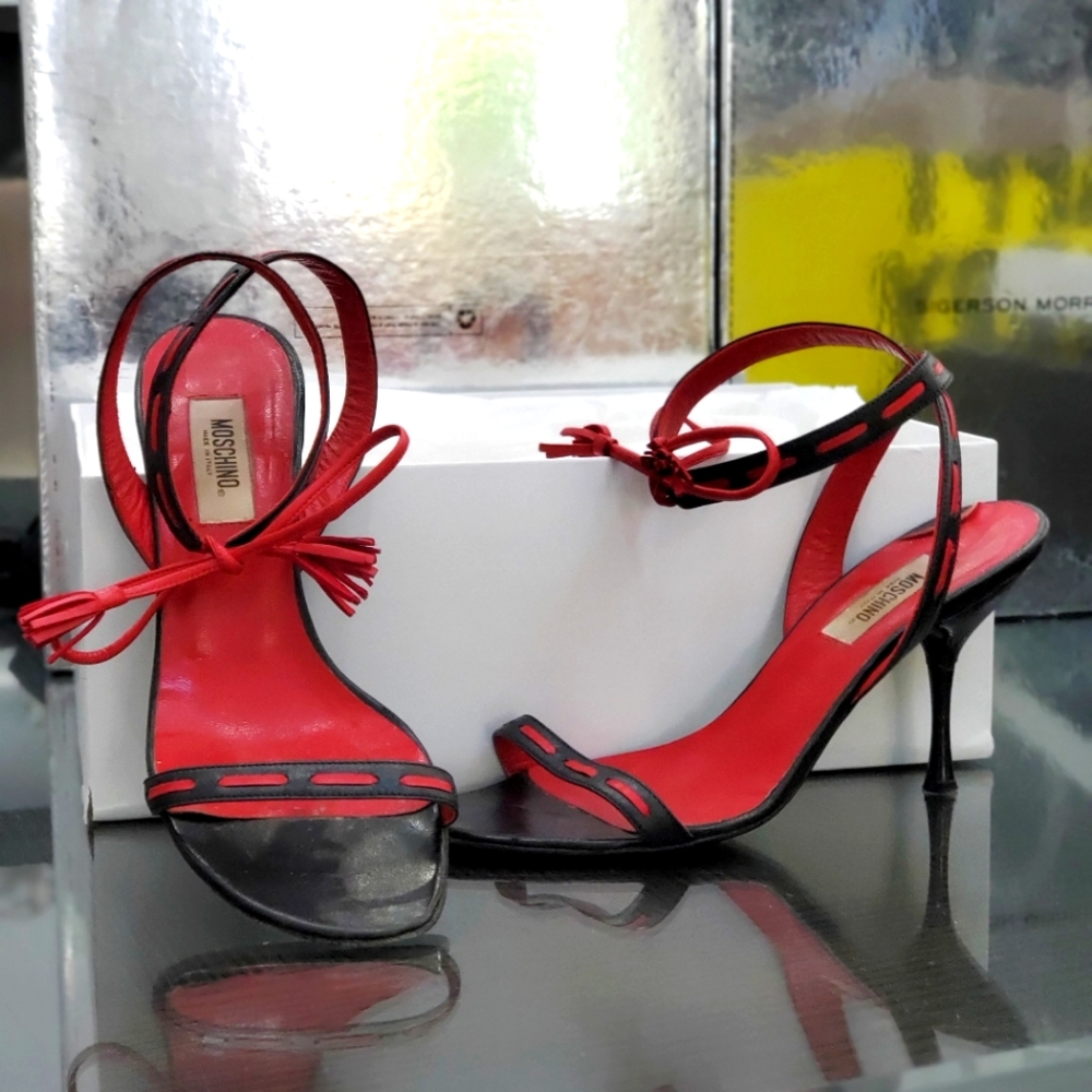 Moschino sandals, Black and Red, size 36